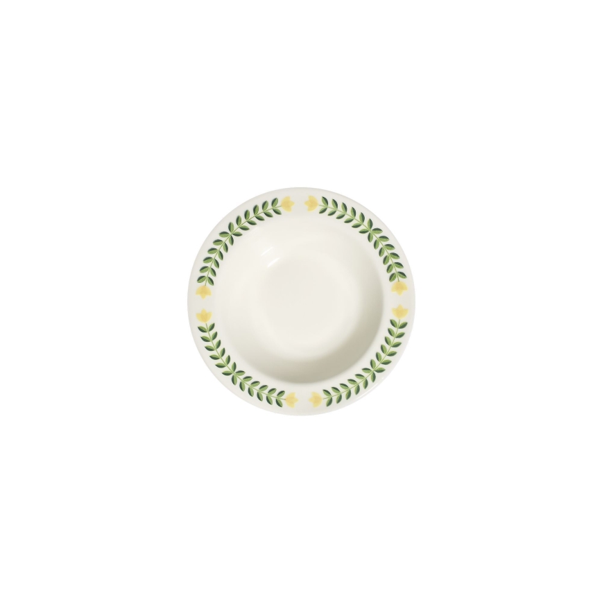 Juego de vajilla de 24 piezas, porcelana, blanco/verde/amarillo