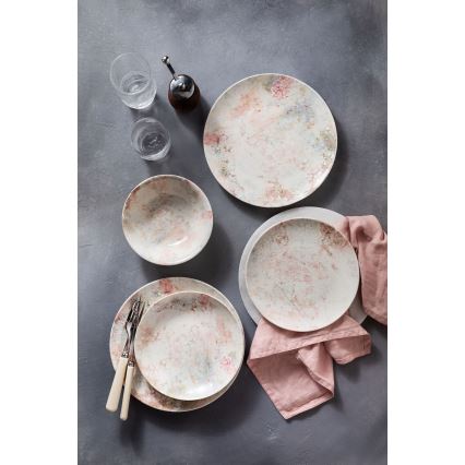 Juego de vajilla de 24 piezas rosa/beige/porcelana