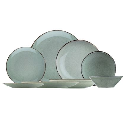 Juego de vajilla de 24 piezas, verde/porcelana