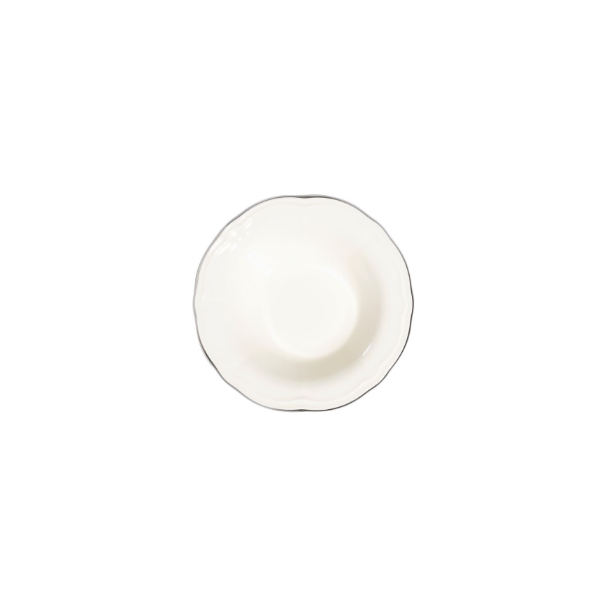 Juego de vajilla de 24 piezas — blanco/plateado, porcelana