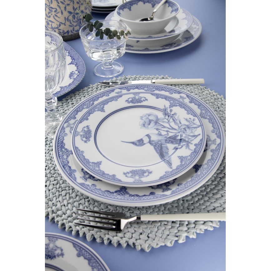 Juego de vajilla de 26 piezas, blanco/azul, porcelana