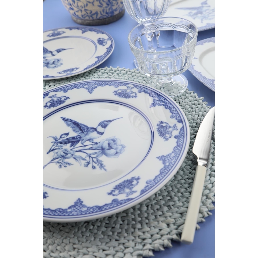 Juego de vajilla de 26 piezas, blanco/azul, porcelana