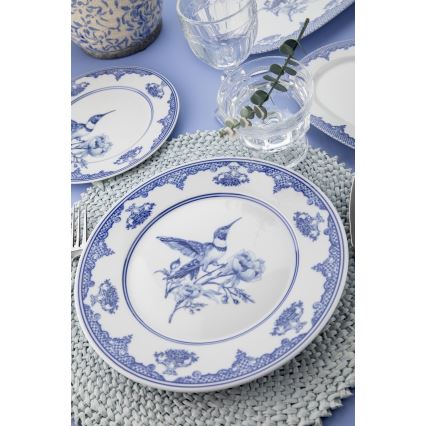 Juego de vajilla de 26 piezas, blanco/azul, porcelana