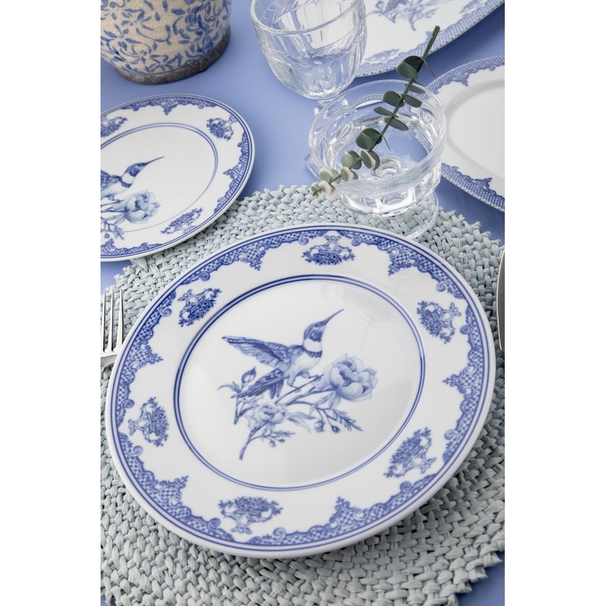 Juego de vajilla de 26 piezas, blanco/azul, porcelana