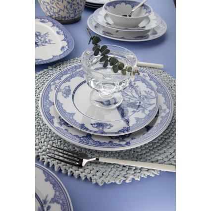 Juego de vajilla de 26 piezas, blanco/azul, porcelana