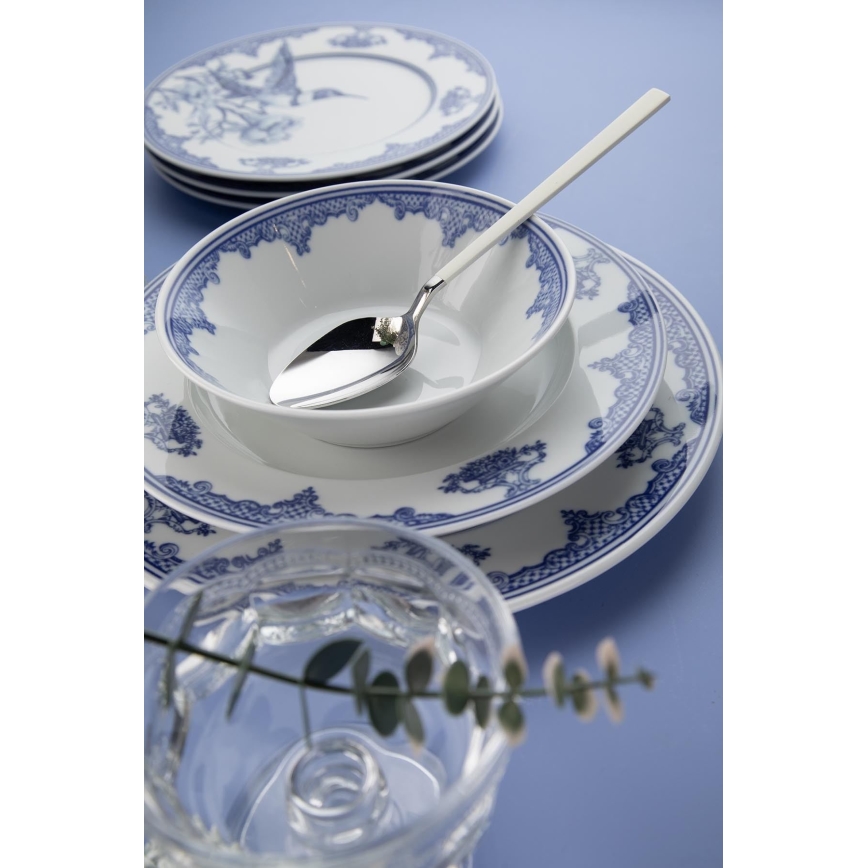 Juego de vajilla de 26 piezas, blanco/azul, porcelana