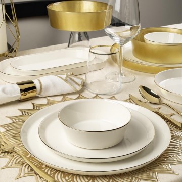 Juego de vajilla de 26 piezas blanco/dorado/porcelana