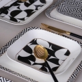 Juego de vajilla de 26 piezas blanco/negro/porcelana