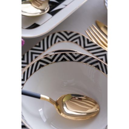 Juego de vajilla de 26 piezas blanco/negro/porcelana