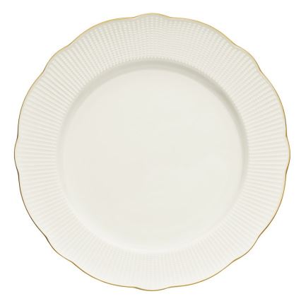 Juego de vajilla de 26 piezas en porcelana blanca con detalles dorados