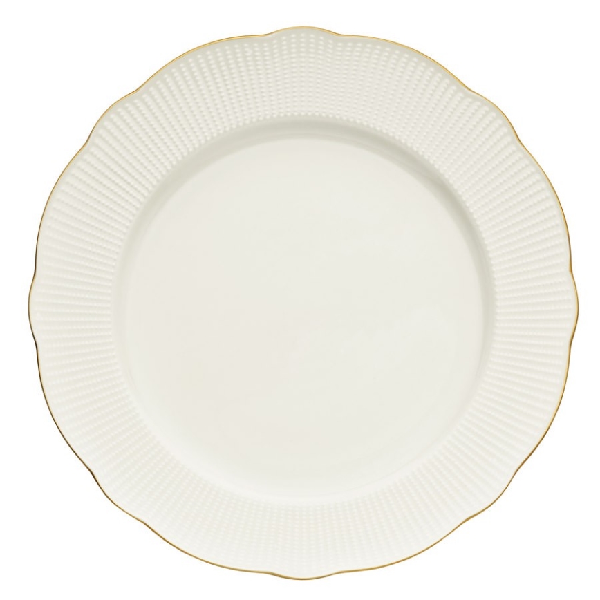 Juego de vajilla de 26 piezas en porcelana blanca con detalles dorados