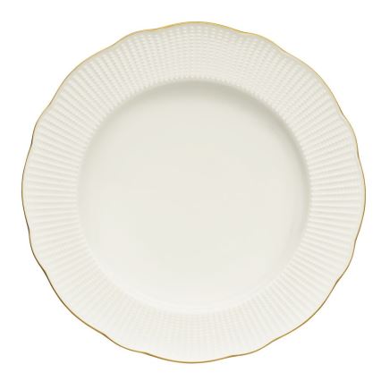 Juego de vajilla de 26 piezas en porcelana blanca con detalles dorados