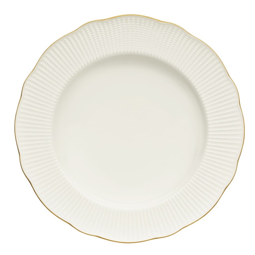 Juego de vajilla de 26 piezas en porcelana blanca con detalles dorados