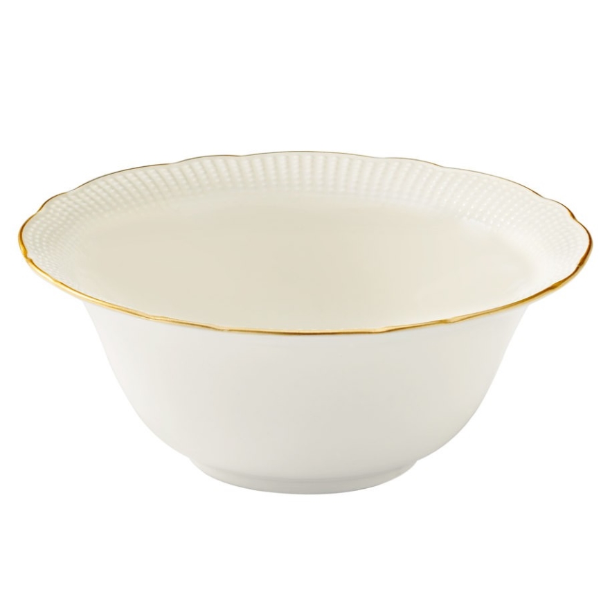 Juego de vajilla de 26 piezas en porcelana blanca con detalles dorados