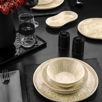 Juego de vajilla de 27 piezas beige/porcelana