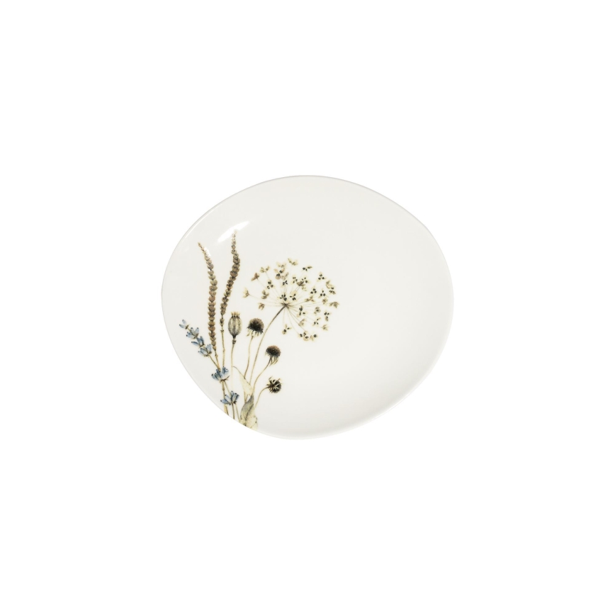 Juego de vajilla de 27 piezas, blanco/marrón, de porcelana