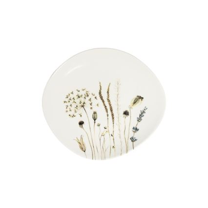 Juego de vajilla de 27 piezas, blanco/marrón, de porcelana