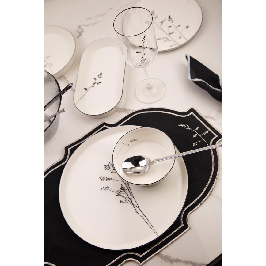 Juego de vajilla de 27 piezas blanco/negro/porcelana