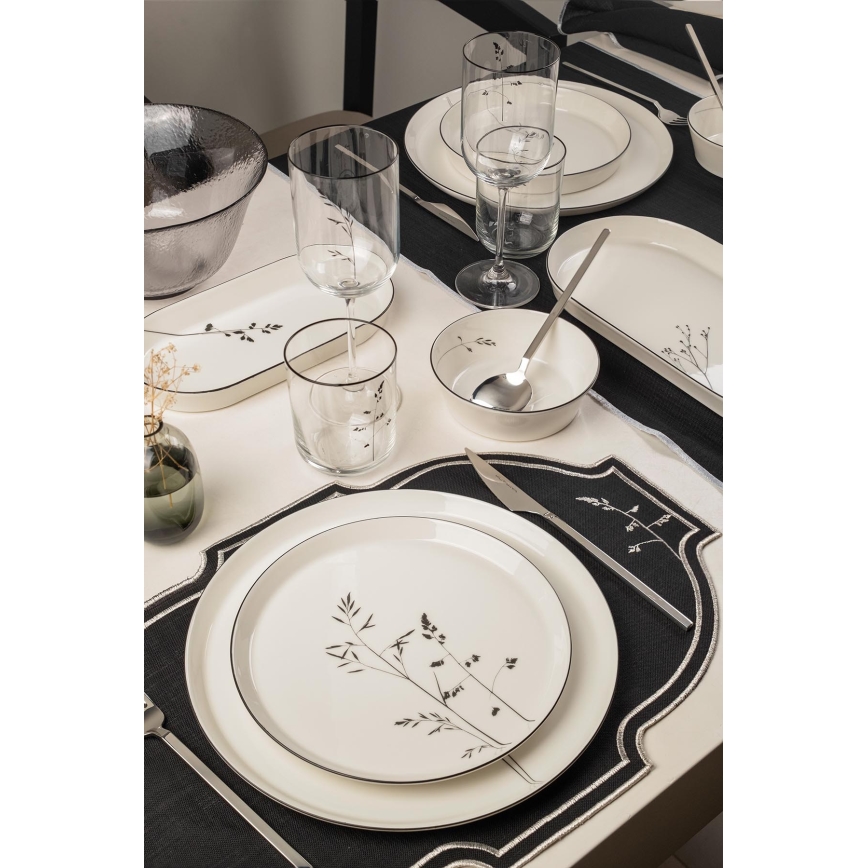 Juego de vajilla de 27 piezas blanco/negro/porcelana