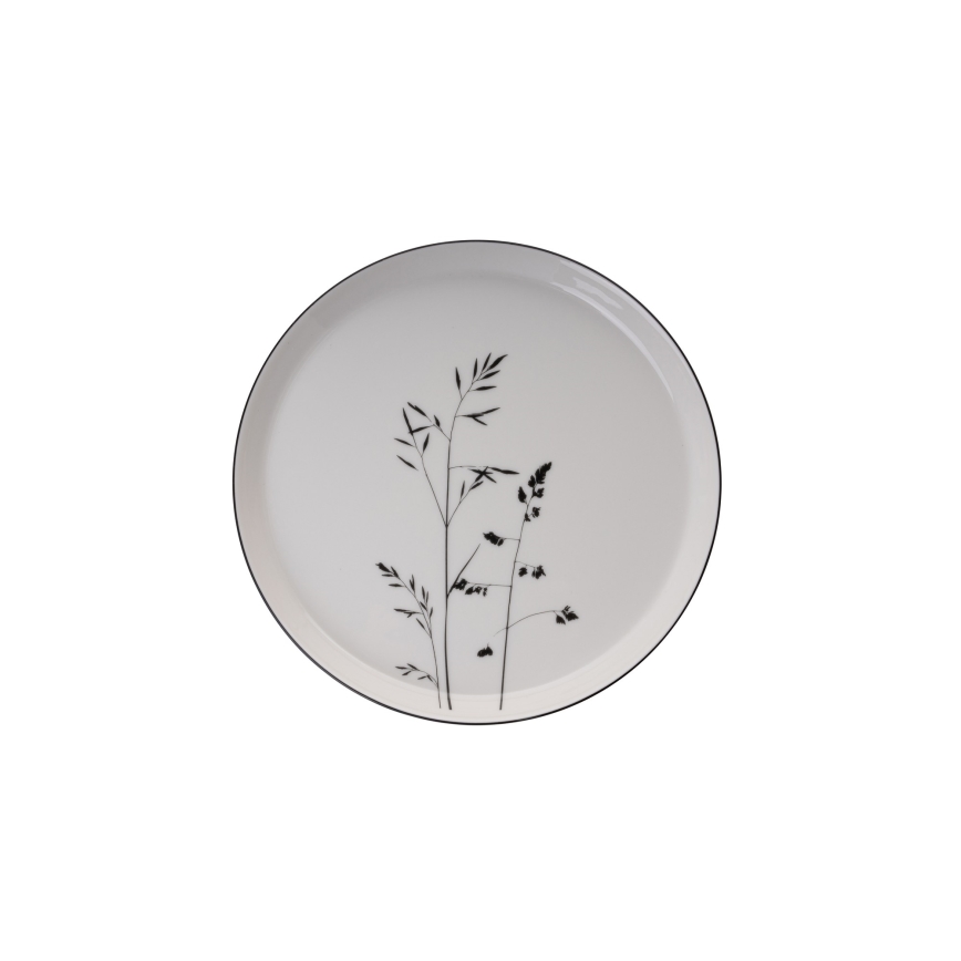 Juego de vajilla de 27 piezas blanco/negro/porcelana