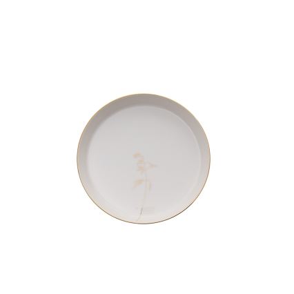 Juego de vajilla de 27 piezas de porcelana blanca con detalles dorados