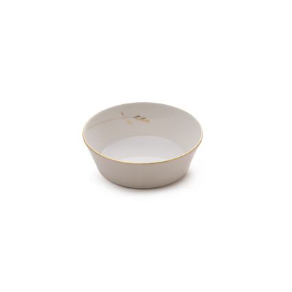 Juego de vajilla de 27 piezas de porcelana blanca con detalles dorados