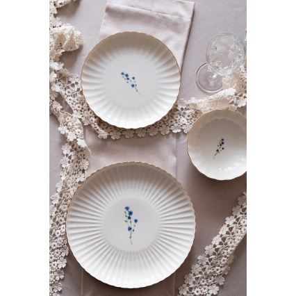 Juego de vajilla de 27 piezas en porcelana blanca con detalles dorados