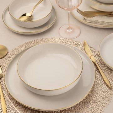 Juego de vajilla de 8 piezas blanco/dorado/porcelana