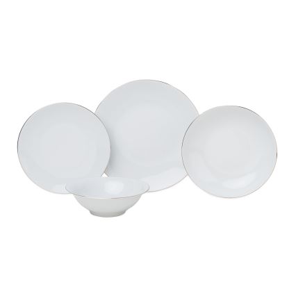 Juego de vajilla de 8 piezas blanco/plateado, porcelana