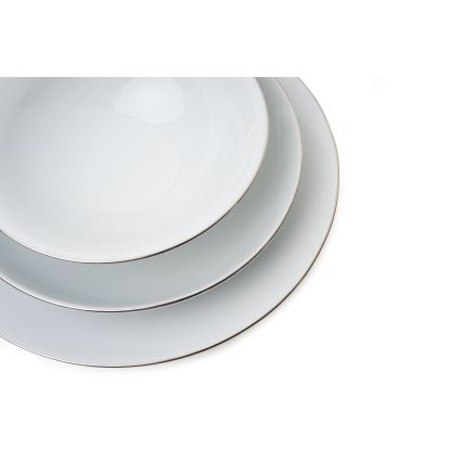 Juego de vajilla de 8 piezas blanco/plateado, porcelana