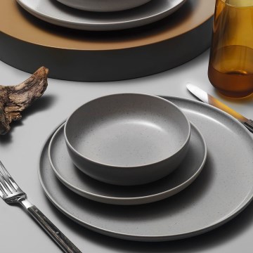 Juego de vajilla de 8 piezas, gris/porcelana