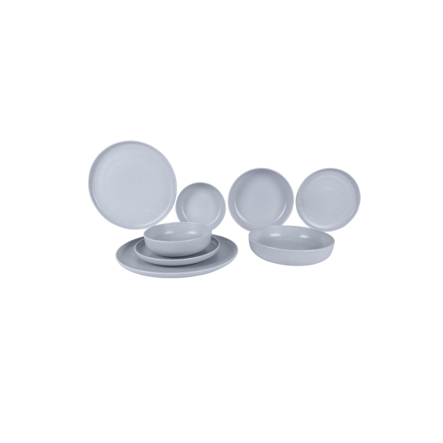 Juego de vajilla de 8 piezas, gris/porcelana