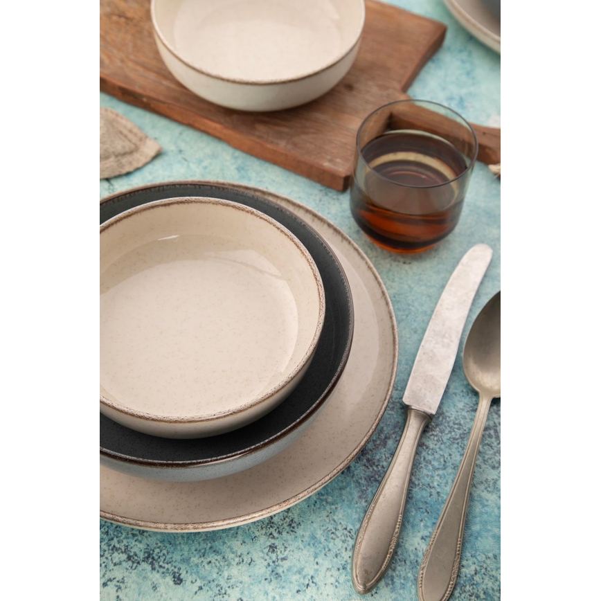 Juego de vajilla de porcelana, 16 piezas, beige/azul