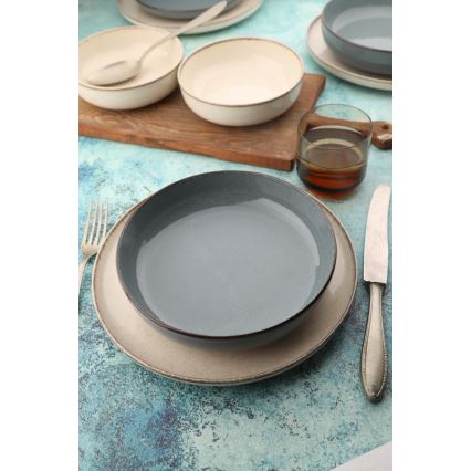 Juego de vajilla de porcelana, 16 piezas, beige/azul
