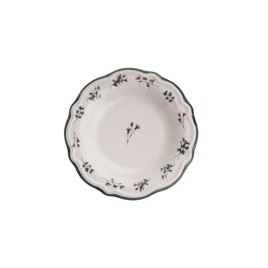Juego de vajilla de porcelana de 24 piezas en blanco y verde