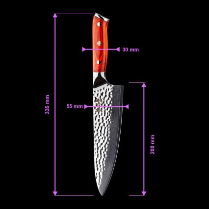 Gudaro - Juego de 5 cuchillos de cocina MIYABI de acero Damasco + soporte para cuchillos y tijeras para aves