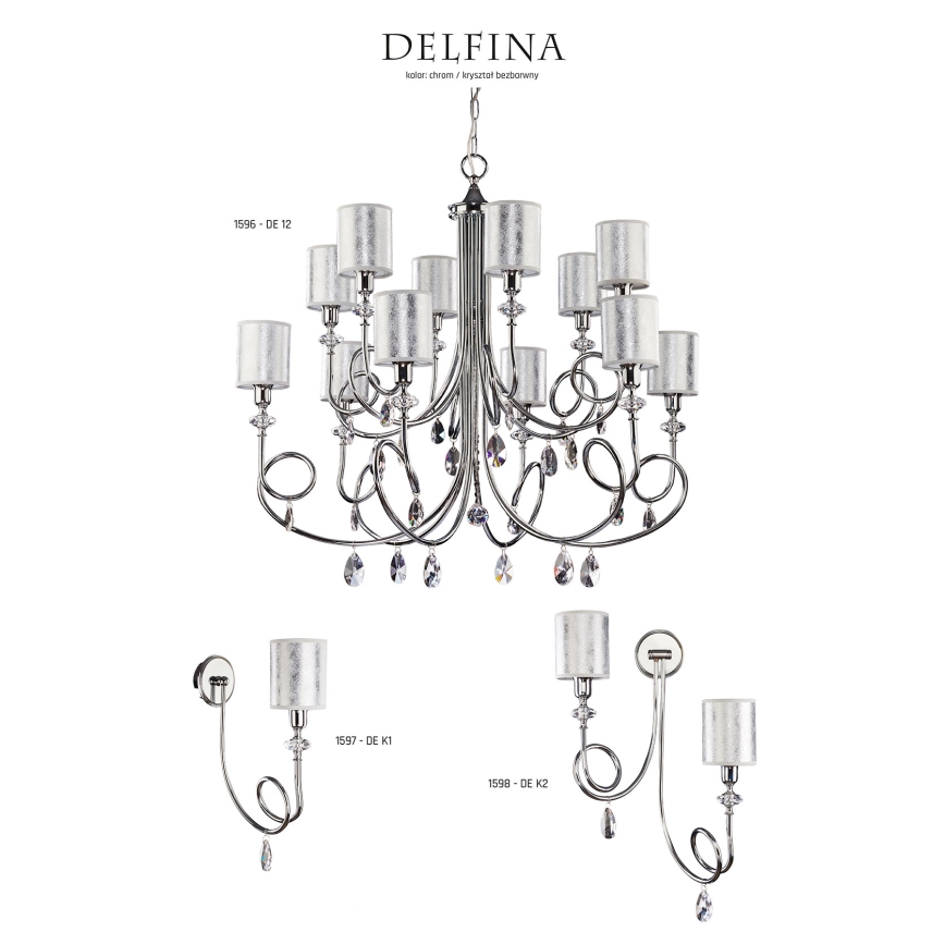 Jupiter 1596 - DE 12 CH - Lámpara colgante cristal DELFINA 12xE14/40W