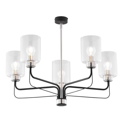 Jupiter 1884 - Lámpara colgante en varilla CERES 5xE27/15W/230V cromo mate/negro