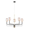 Jupiter 1886 - Lámpara colgante con cable ERIS 5xG9/14W/230V dorada/negra/beige ahumado