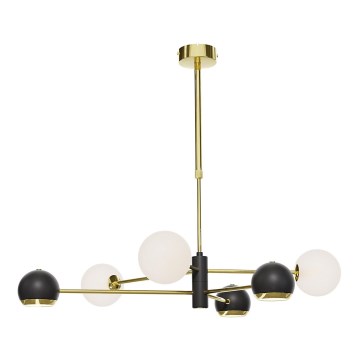 Jupiter 1965 - Lámpara colgante con varilla MOKA 3xGU10/10W/230V + 3xG9/10W/230V dorada/negra/blanca