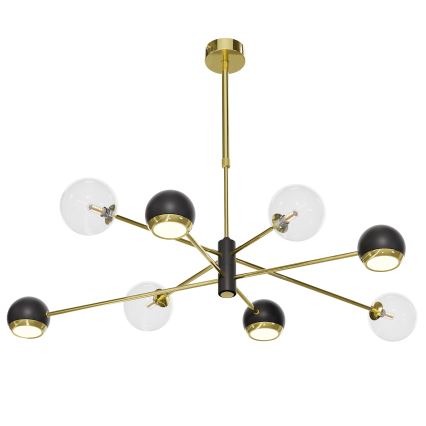 Jupiter 1973 - Lámpara colgante en varilla MOKA 4xGU10/10W/230V + 4xG9/10W/230V dorada/negra/transparente