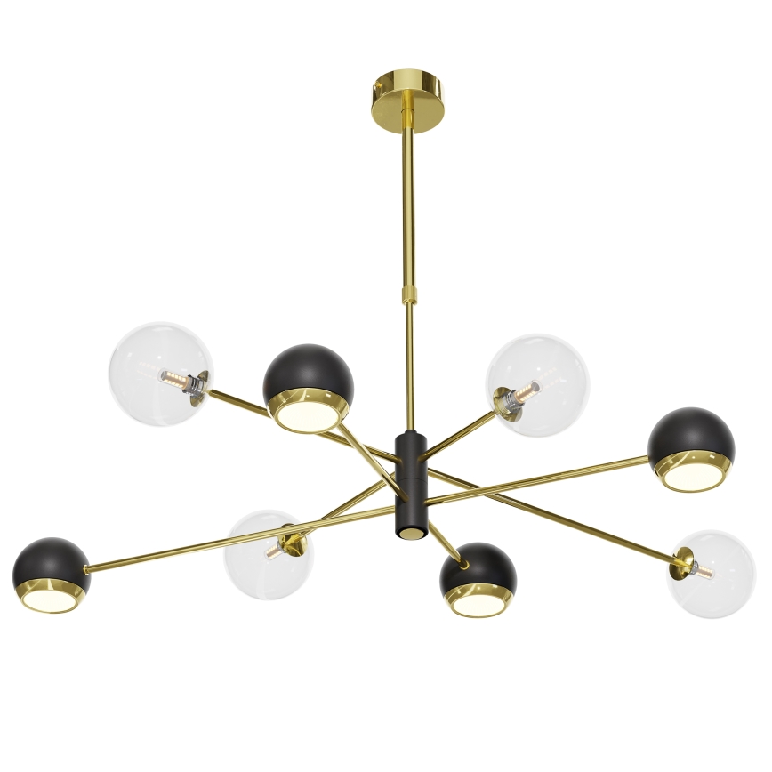 Jupiter 1973 - Lámpara colgante en varilla MOKA 4xGU10/10W/230V + 4xG9/10W/230V dorada/negra/transparente
