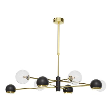 Jupiter 1973 - Lámpara colgante en varilla MOKA 4xGU10/10W/230V + 4xG9/10W/230V dorada/negra/transparente