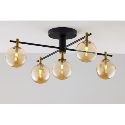 Jupiter 2032 - Lámpara de techo FIGARO 5xG9/10W/230V negro/dorado/beige