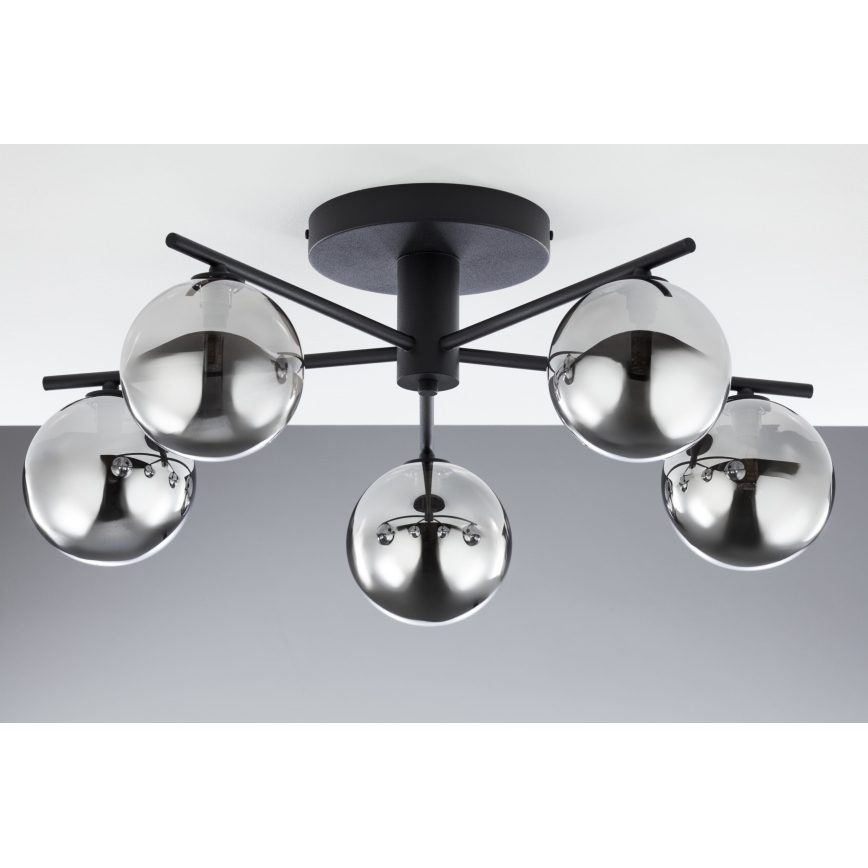 Jupiter 2048 - Lámpara de techo de montaje en superficie PRATO 5xG9/14W/230V negro/gris ahumado
