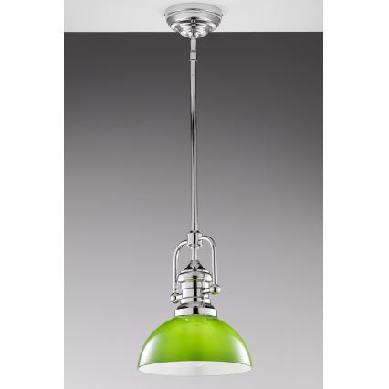Jupiter 2071 - Lámpara de techo en varilla PLATINO 1xE27/15W/230V verde/cromo brillante