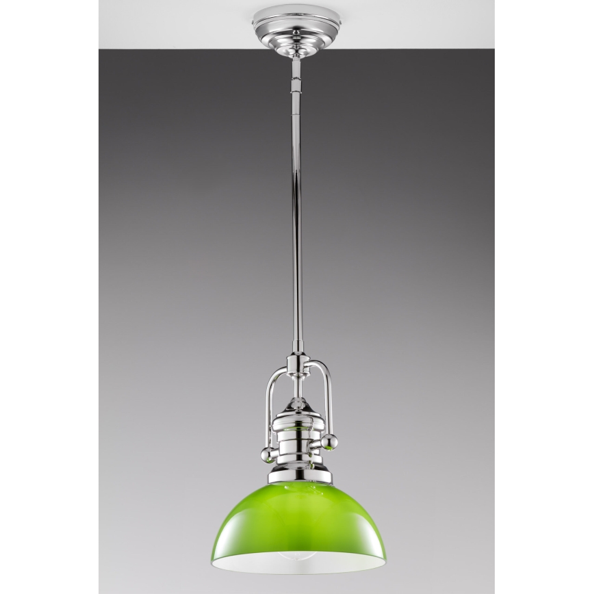 Jupiter 2071 - Lámpara de techo en varilla PLATINO 1xE27/15W/230V verde/cromo brillante