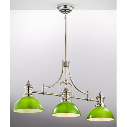 Jupiter 2072 - Lámpara de techo con barra PLATINO 3xE27/15W/230V verde/cromo brillante