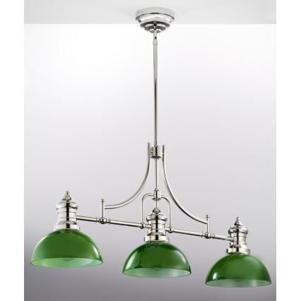 Jupiter 2072 - Lámpara de techo con barra PLATINO 3xE27/15W/230V verde/cromo brillante