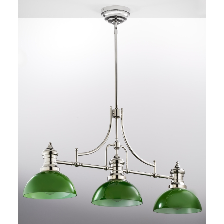 Jupiter 2072 - Lámpara de techo con barra PLATINO 3xE27/15W/230V verde/cromo brillante
